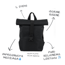 Įkelti vaizdą į galerijos rodinį, L Juodos spalvos kuprinė