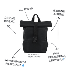 Įkelti vaizdą į galerijos rodinį, XL Juoda kuprinė