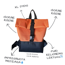 Įkelti vaizdą į galerijos rodinį, XL Oranžinės spalvos kuprinė